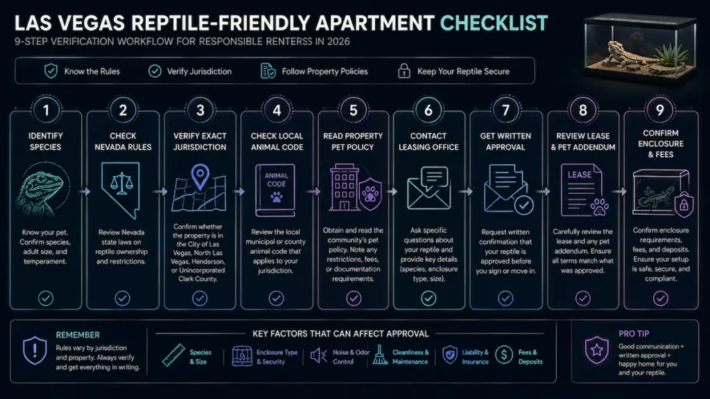 Checklist for verifying reptile-friendly apartments in Las Vegas