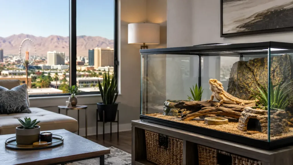 Reptile-friendly apartments often include space for a terrarium